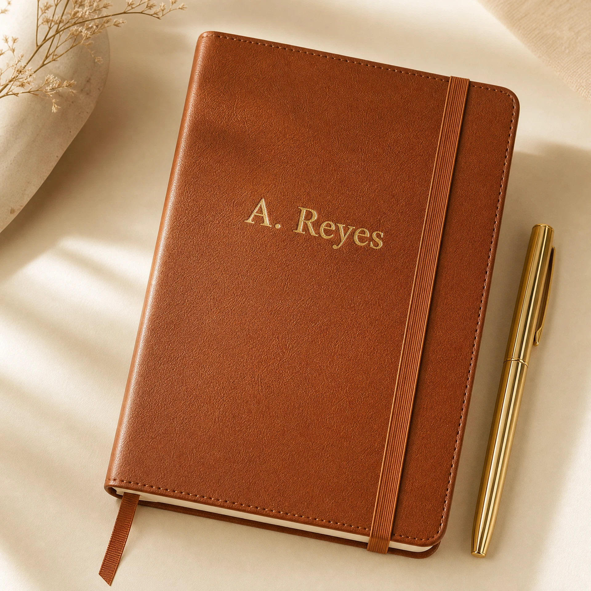 Faux Leather Journal — Gold Foil Name — personalized gift Philippines
