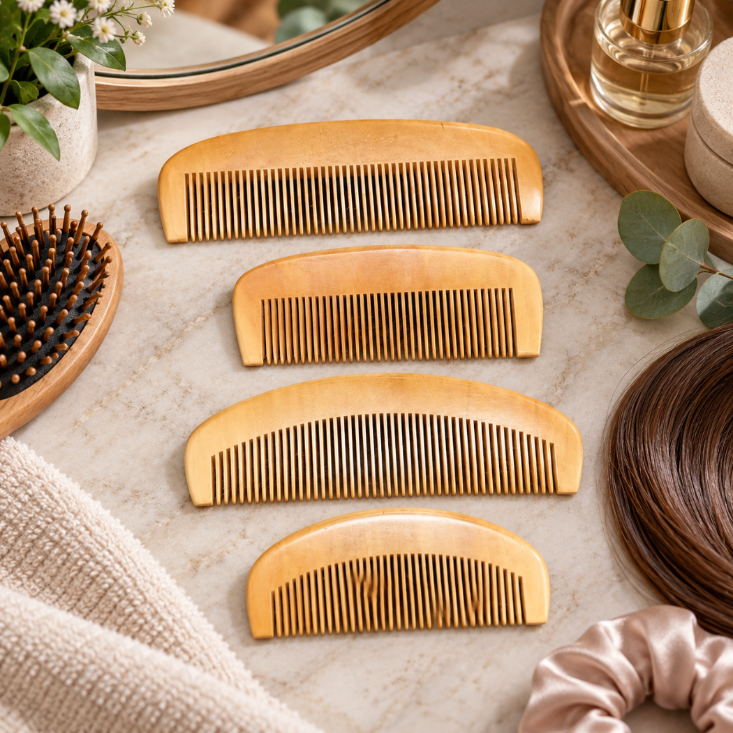 Natural Wooden Comb | Straight & Curved Hair Comb in 12.5cm and 16cm