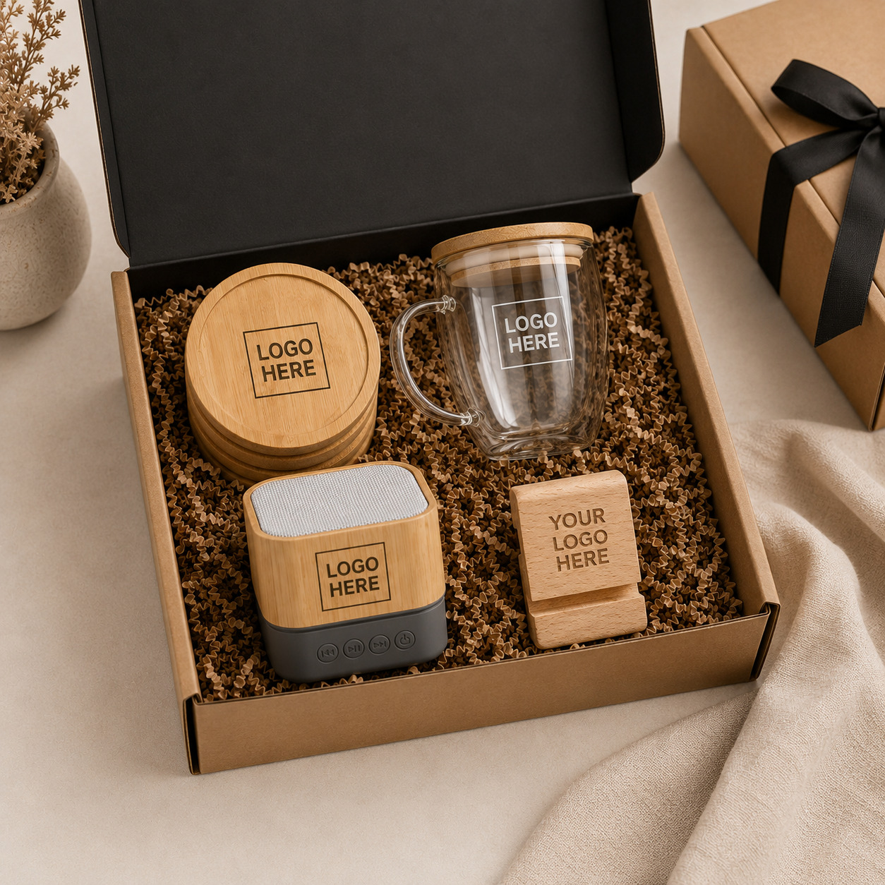 Gift Set F | Personalized Bamboo Gift Set with Mug & Speaker