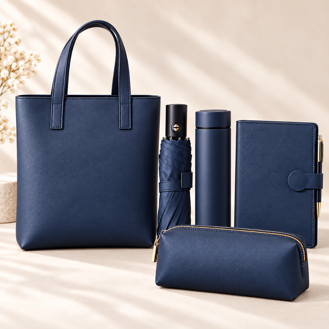 5-Piece Corporate Gift Set | Tote Bag, Umbrella, Tumbler, Notebook & Pouch