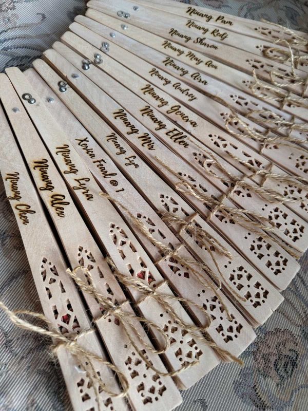 Vintage Folding Bamboo Wooden Carved Hand Fan