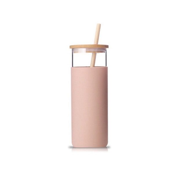 500ml Pastel Color Glass Tumbler Silicon Boot Bamboo Lid & Bamboo Straw Aesthetic Coffee Tumbler - Image 8