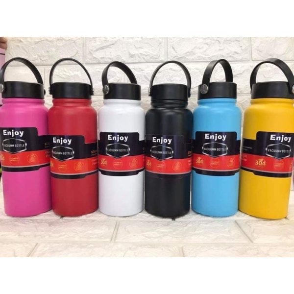 Stainless Steel Vacuum Flask Travel Mug Bottle Tumbler w/ Handle - Image 2