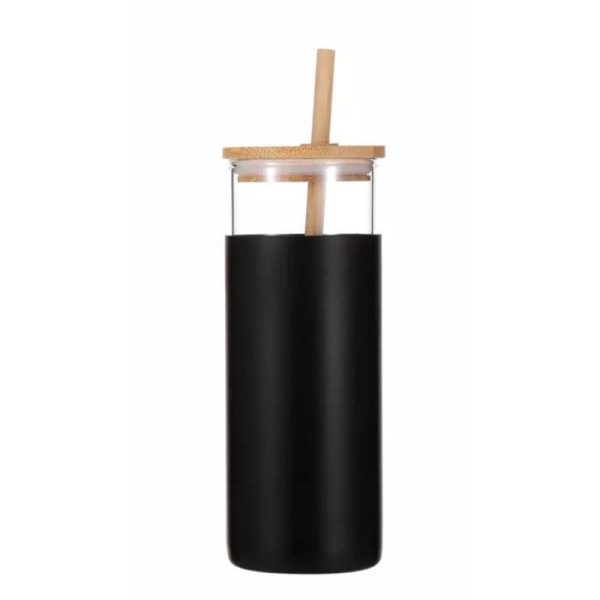 500ml Pastel Color Glass Tumbler Silicon Boot Bamboo Lid & Bamboo Straw Aesthetic Coffee Tumbler - Image 6