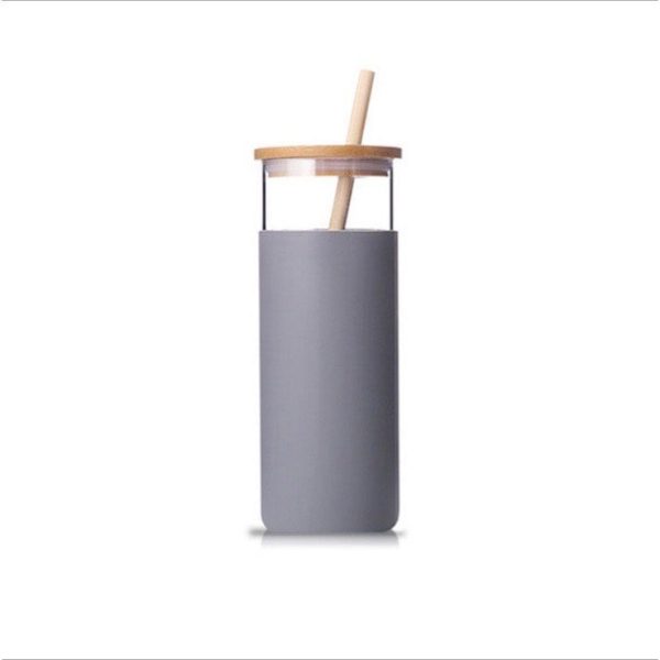 500ml Pastel Color Glass Tumbler Silicon Boot Bamboo Lid & Bamboo Straw Aesthetic Coffee Tumbler - Image 7