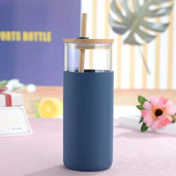 500ml Pastel Color Glass Tumbler Silicon Boot Bamboo Lid & Bamboo Straw Aesthetic Coffee Tumbler - Image 4