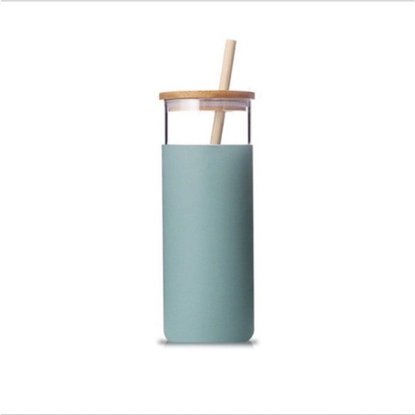 500ml Pastel Color Glass Tumbler Silicon Boot Bamboo Lid & Bamboo Straw Aesthetic Coffee Tumbler - Image 5