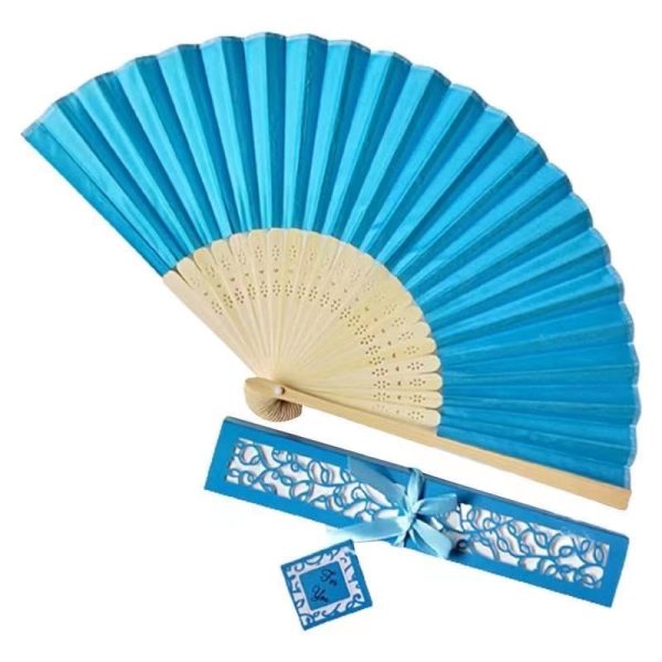 Silk Folding Fan Hand Fan with Elegant Box and Ribbon