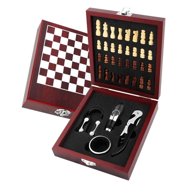 Chessboard with Wine Bottle Opener Set