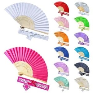 Silk Folding Fan Hand Fan with Elegant Box and Ribbon